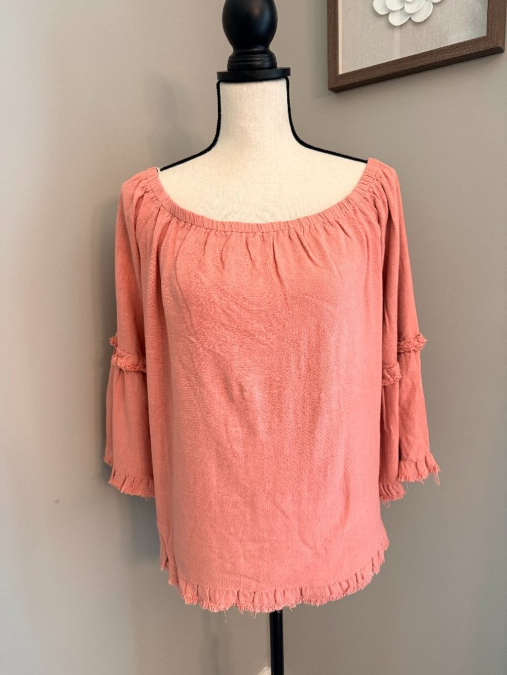 Umgee Cotton Linen Blend Top – Coral/Pink – Boho Style